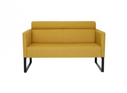 Gelbes Wohnzimmer Sofa Designer 2-Sitzer Couch Polster Leder Sofas Neu